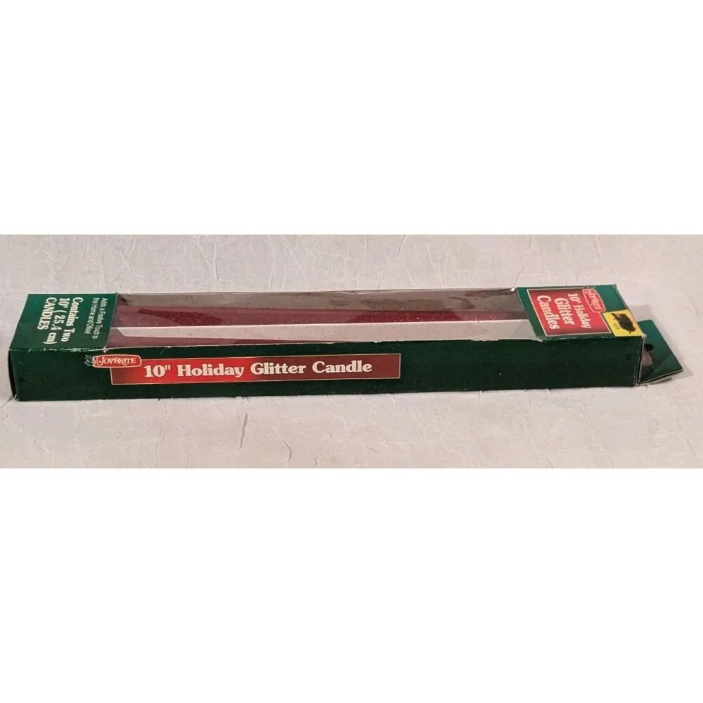 NOS Candles Glitter Taper Joy Brite Holiday Christmas Red 10